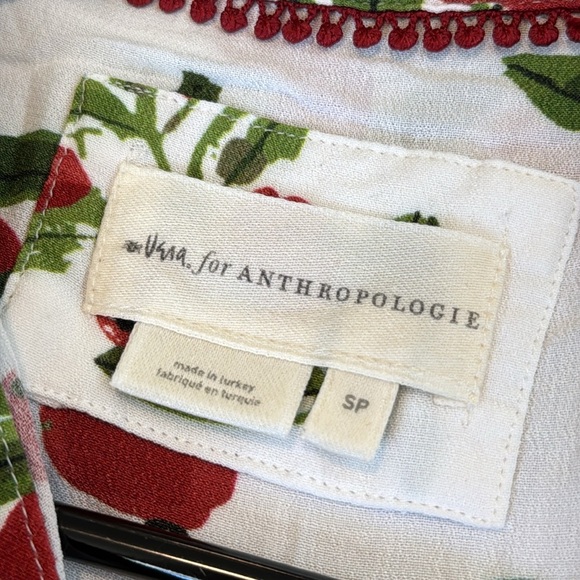 Anthropologie Red and White Sleeveless Blouse with Mandarin Collar - Picture 9 of 13